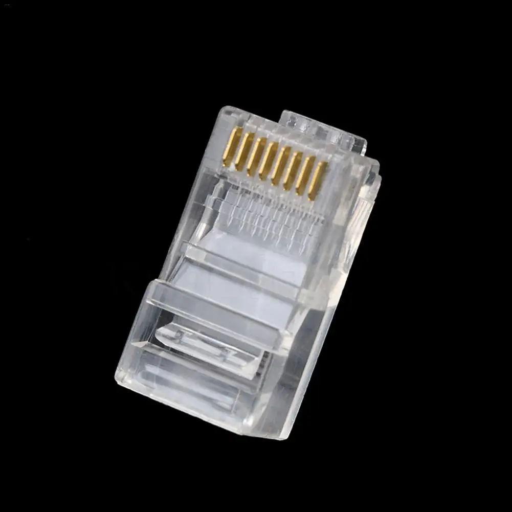100 шт. кристаллический разъем 8P8C RJ 45 Модульный сетевой Ethernet-Кабель переходник для