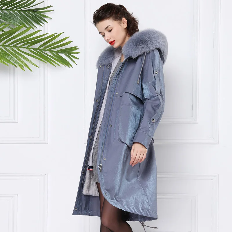 

Hair Parkas Women Xxl Fox Collar Rex Rabbit Fur Liner Big Pockets Warm Coats With Hooded For Female Long Winter Clothes 2021