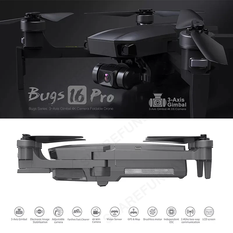 Фото MJX Bugs B16 PRO Pro с 4K камерой Дрон трехосевой шарнир EIS Anti-shake Профессиональный FPV VS SG906 Max MJX Bugs B16 PRO Pro с 4K камерой Дрон трехосевой шарнир EIS Anti-shake Профессиональный FPV VS SG906 Max