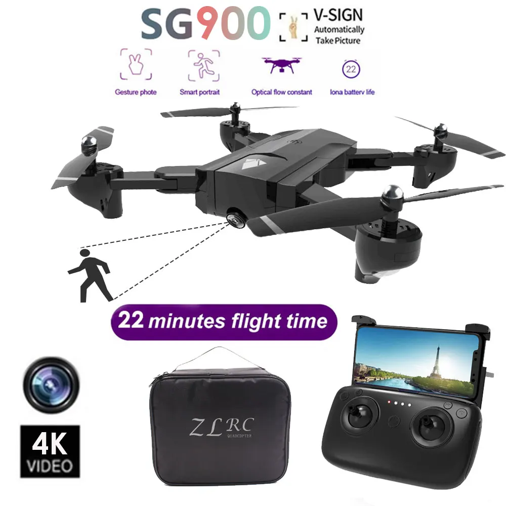 SG900 Дрон 4K складной рычаг Wifi HD Двойная камера динамическое следование RC Квадрокоптер селфи Дрон Профессиональный Вертолет игрушка для детей