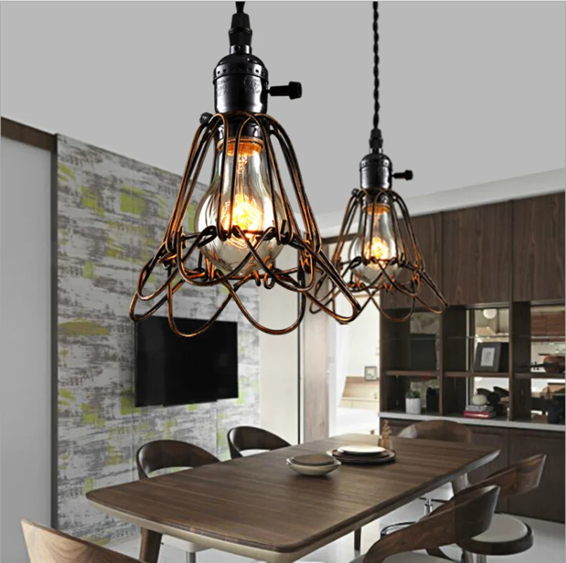 Винтажная люстра Проволочная лампа в виде клетки абажур сделай сам стиле