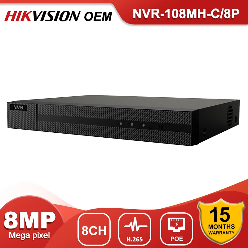 

Hikvision OEM NVR-108MH-C/8P 8CH 4K POE NVR сетевой видеорегистратор системы видеонаблюдения H.265 охранное видение