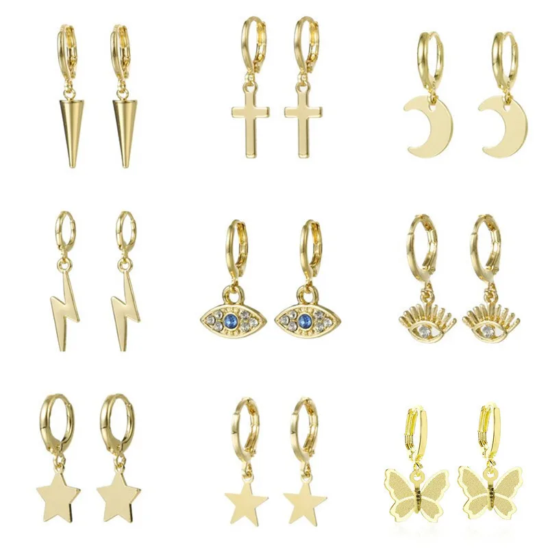 

Модные Золотые круглые серьги с крестом в стиле ретро, панк, женские двойные круглые полые серьги с кисточками из фианита, украшения вечерни...