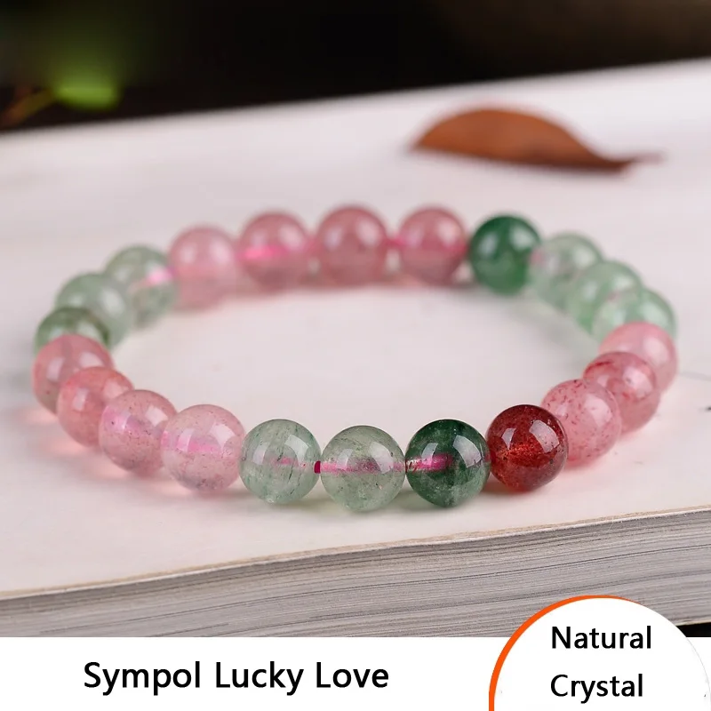 Женский браслет ручной работы классический из натуральных розовых бусин с