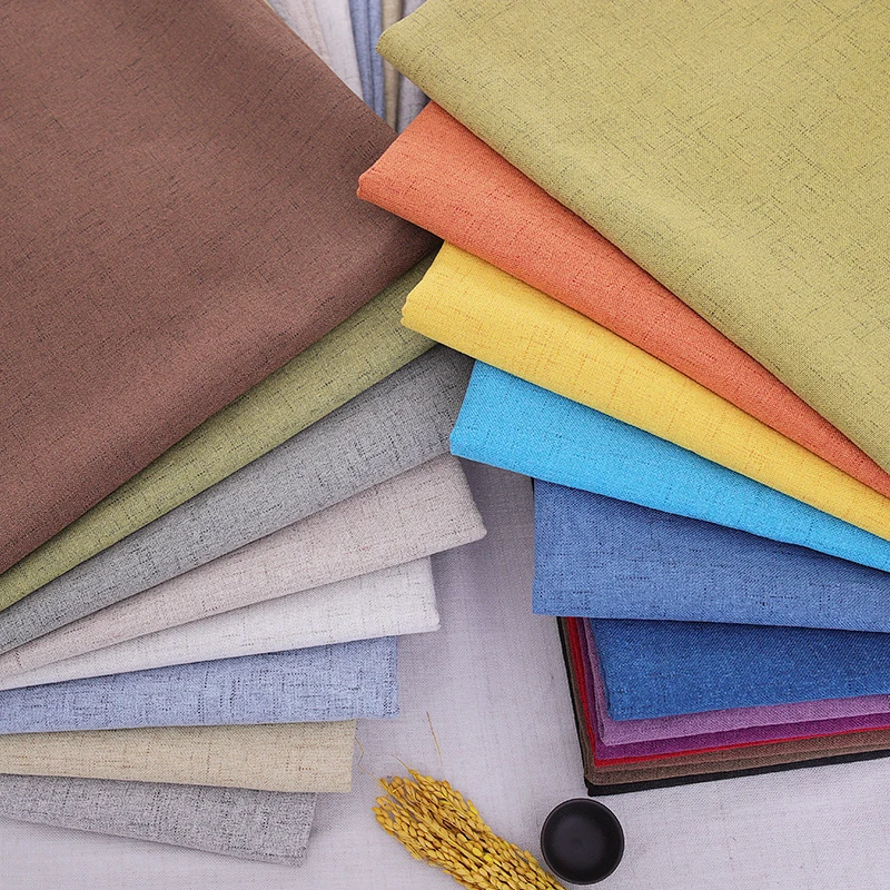 

Solid Linen polyester fabric sofa curtain fabric fabrics for sewing DIY fabric per meter