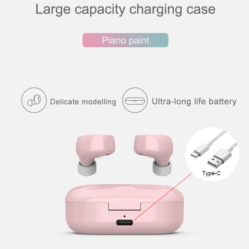

2020 New TW60 Wireless Bluetooth 5.0 Earphone with Charging Compartment Macaron Color Earbuds Sports Waterproof