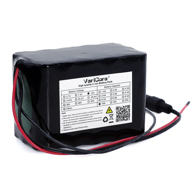 

VariCore large capacity 12 v 10Ah 18650 lithium battery 12 v 10000 mah 75 watt LED xenon lamp with BMS