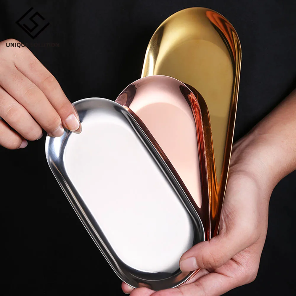 Новый красочный металлический лоток для хранения Золотая овальная точечная