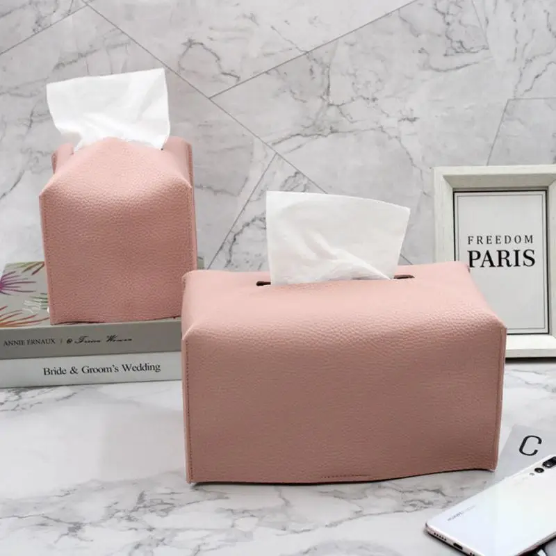

Rectangular Tissue Box Cover Modern PU Leather Square Tissue Box Holder Decorative Tissues Dispenser Case For Bath Office Car