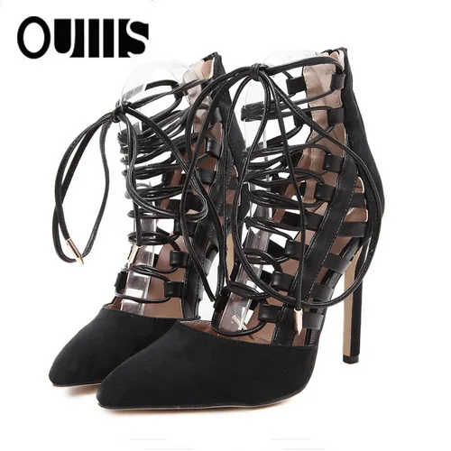 

Four seasons suede pointed bandage sandals large sandals women's 35-42