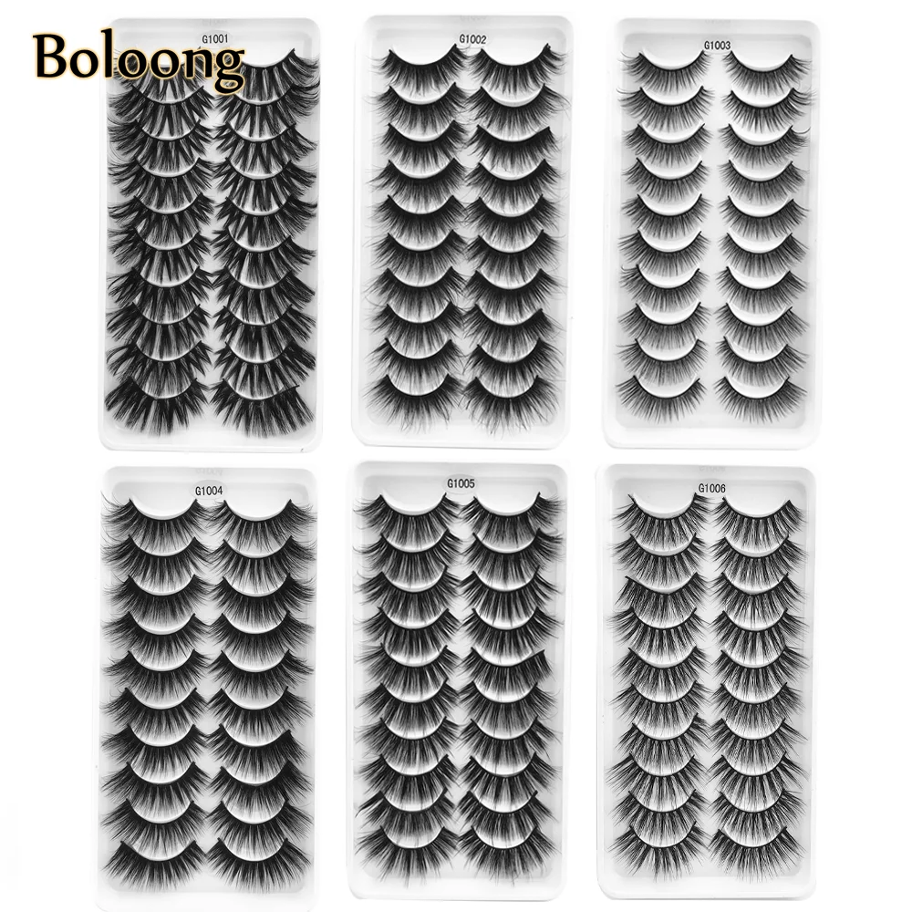 

6/10 Pairs Faux Mink Eyelashes 15mm-20mm 100% Handmade Natural Lightweight Fluffy High Volume Reusable Vegan False Lashes