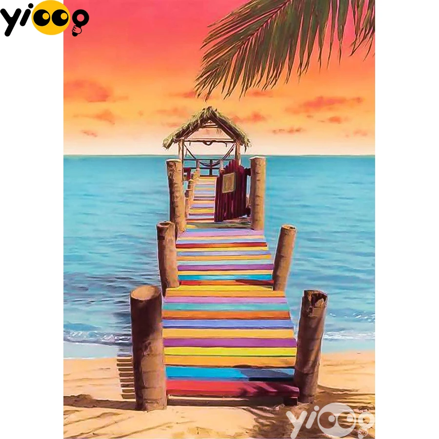 

Full Square/Round Drill Diamond Painting Cross Stitch Embroidery Beach boardwalk Rhinestone Mosaic Home Decor Gift AX2358