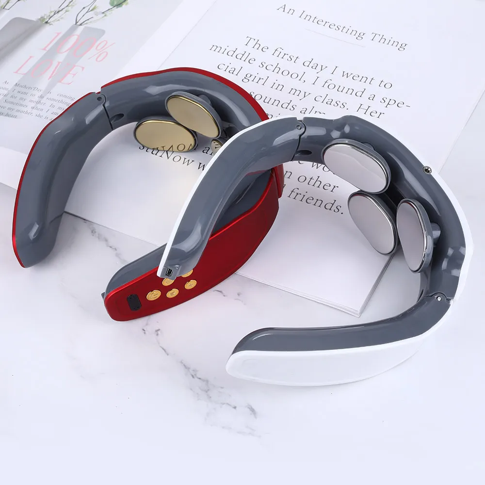 Электрический магнитный импульсный умный 4D массажер для шеи с нагревом