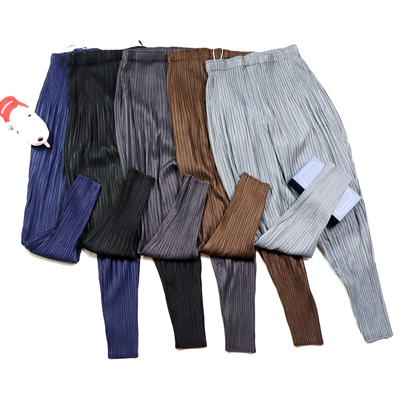 Latest Miyake fold autumn winter jogger pants women casual hang feel new simple Black breathable jeggings Women TP2050 | Женская одежда