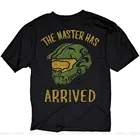 Взрослые черные топы с видеоиграми Halo The Master прибыли Топы Master Chief футболка Классический дизайн на заказ