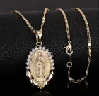 Ожерелье с кулоном Святая Дева Мария, изящное, золотое, с фианитами