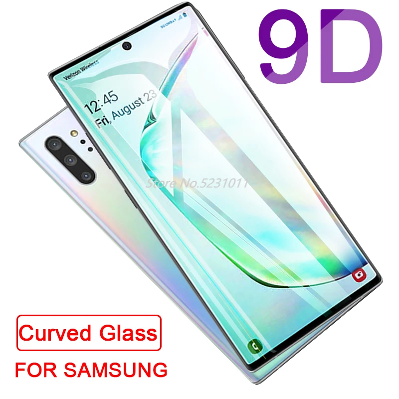 Изогнутое закаленное стекло 9D для Samsung Galaxy Note 10 Pro S 8 9 S10 Lite Защитное экрана S10e S7 Edge