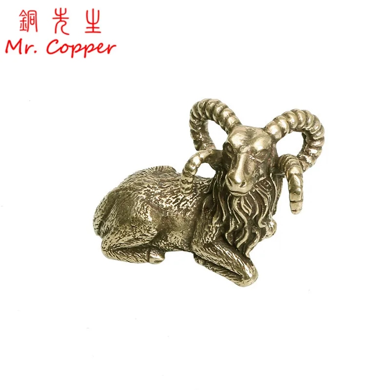 

Solid Brass Goat Ornaments Antique Copper Zodiac Animal Sheep Miniatures Figurines Home Decorations Accessories Desktop Pen Rack