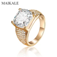 maikale luxury cubic zirconia wide rings for women goldsilver color plated inlay big cz beads wedding rings anniversary gifts