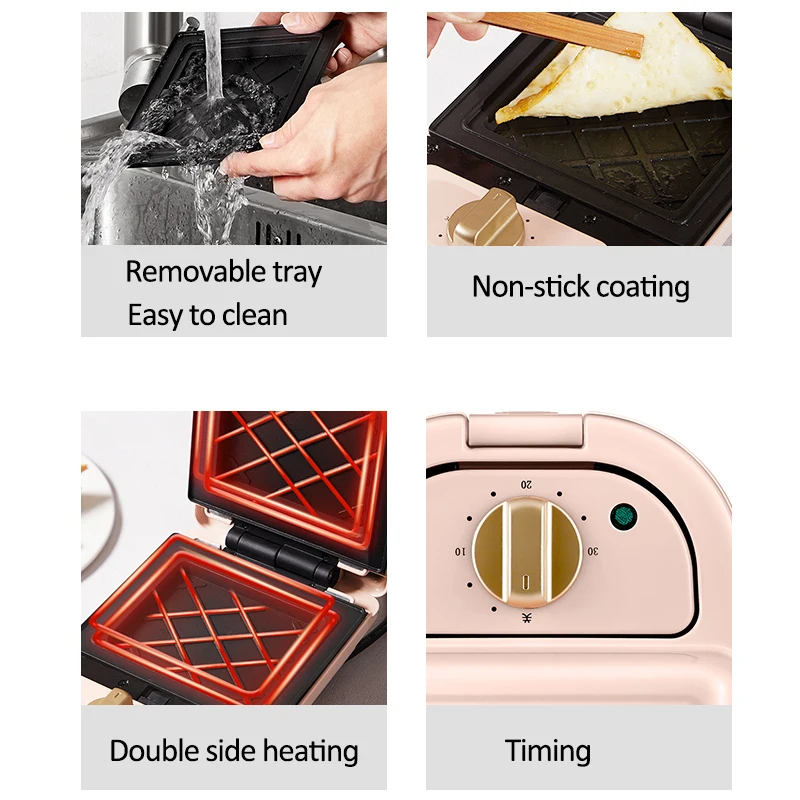 Электрическая сэндвич машина с таймером 220 В вафельница тостер для завтрака