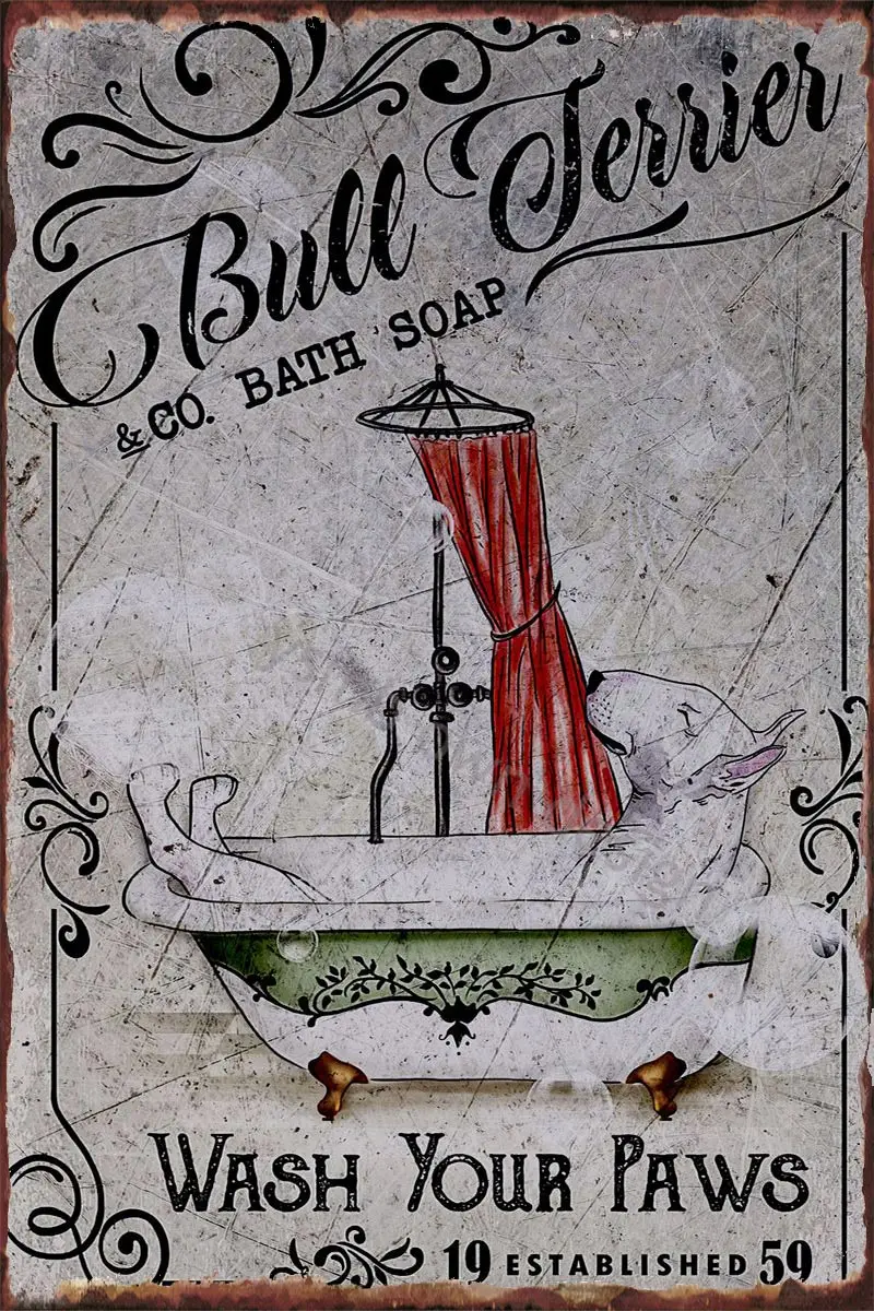 

Bull Terrier Room Decoration Retro Vintage Metal Sign Tin Sign Tin Plates Wall Decor For Art Pub Home Club Man Cave Cafe