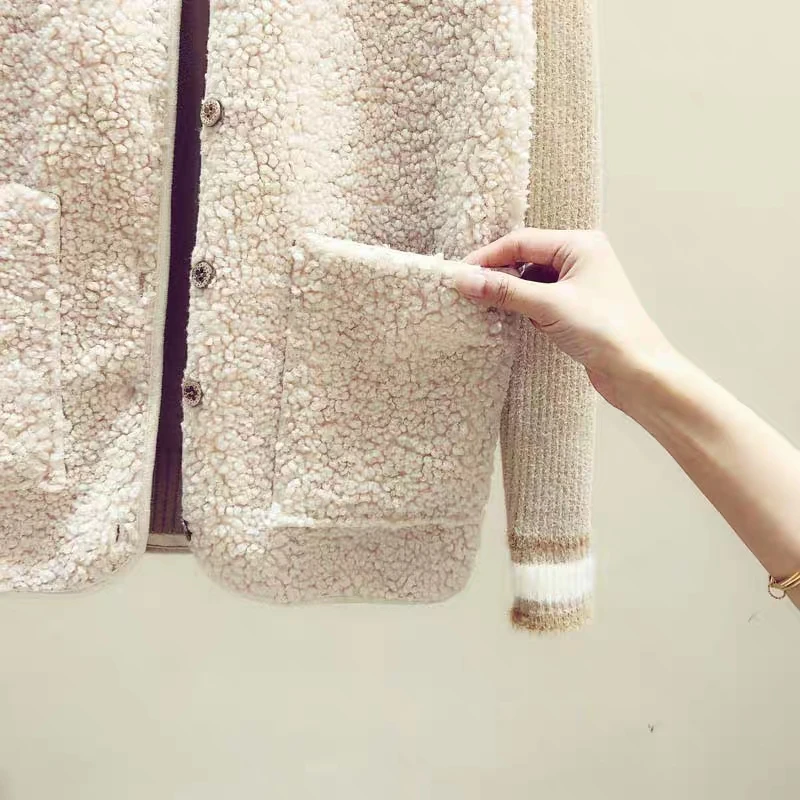 Жилет из меха ягненка для женщин Осень зима 2020 новый модный плюшевый жилет с