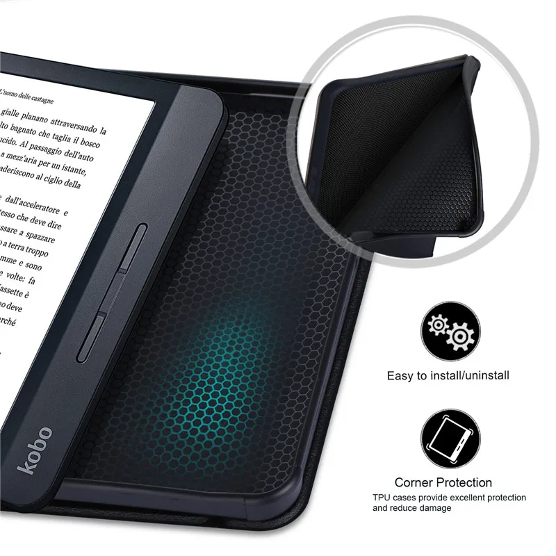 

Magnet Case For 2021 kobo libra h2o 7''7inch Smart Cover Funda protective case for e-book for Kobo Libra H2O 2021 7.0+stylus pen