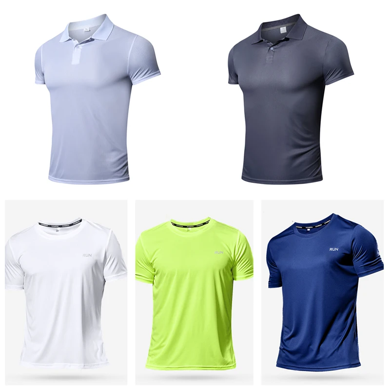 

Спортивный топ из полиэстера, футболка для спортзала, Мужская Влагоотводящая одежда с коротким рукавом, одежда для тренировок, фитнеса, бега