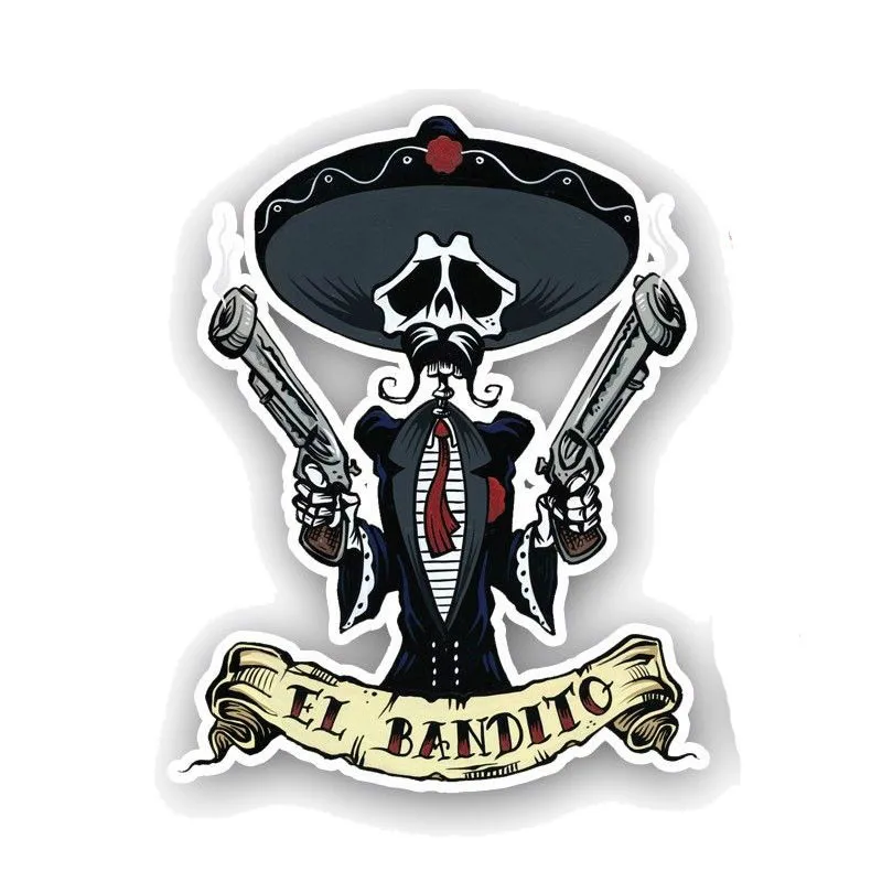 

Suitable for All Kinds of Cars Car Accessories EL BANDITO Skull Car Sticker Style DecalSunscreen Waterproof PVC 10cmX13cm