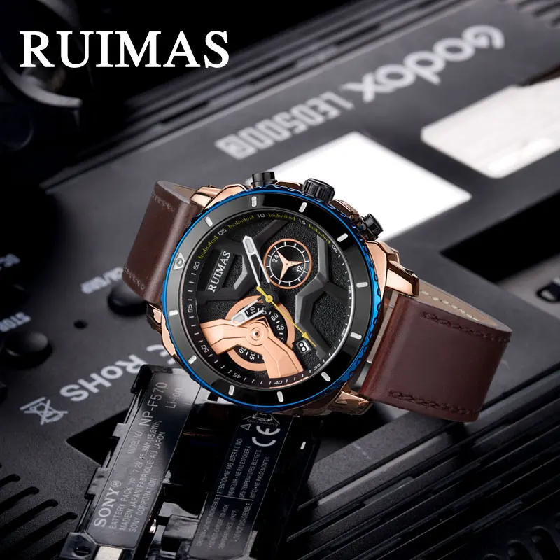 Модные мужские спортивные часы золотые наручные из нержавеющей стали милитари