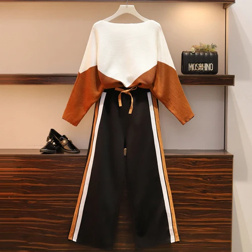 Плюс размер 5XL вязаный лоскутный цвет длинный рукав простой джемпер свитера Топы