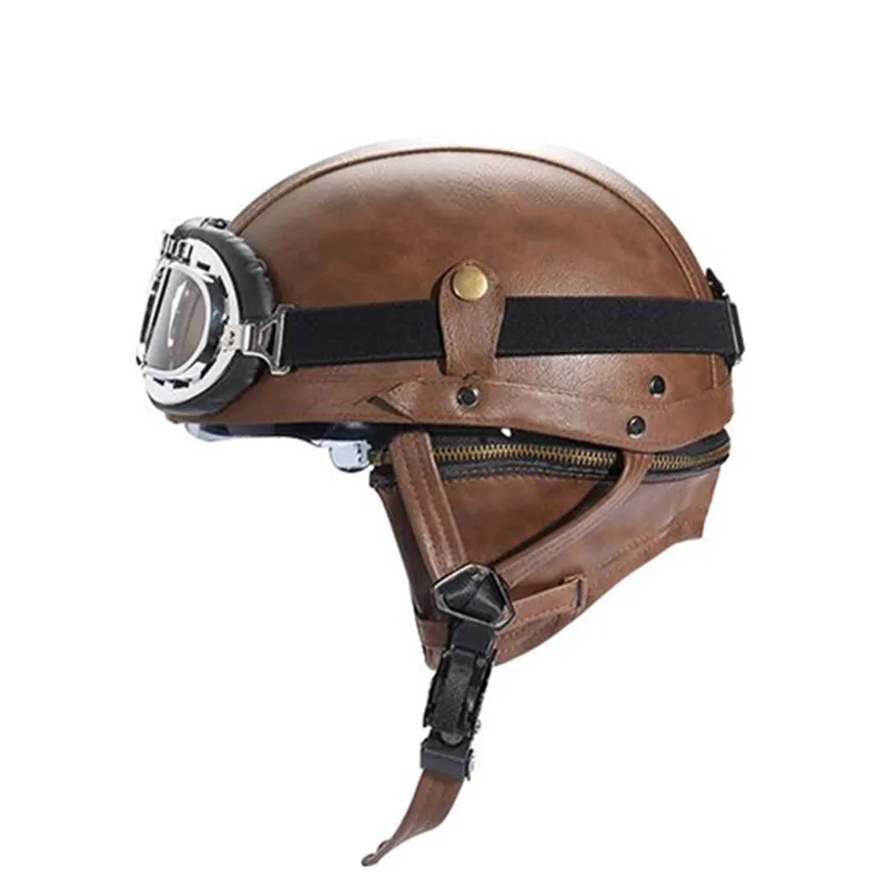 Ретро мотоциклетный шлем из искусственной кожи ретро электрический с