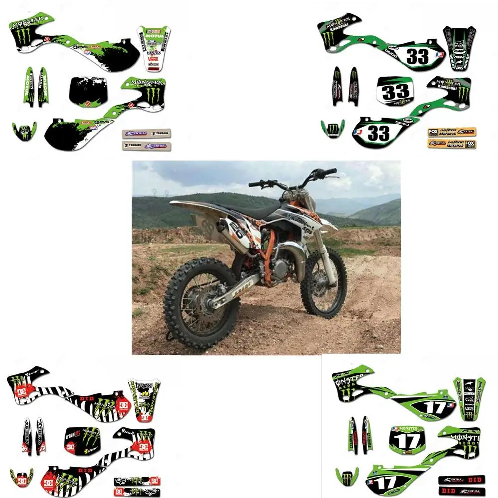 Мотоцикл команда графика и фоны наклейки Наборы для Kawasaki KX125 KX250 1999 2000 2001 2002 KX 125 KX 250 KX