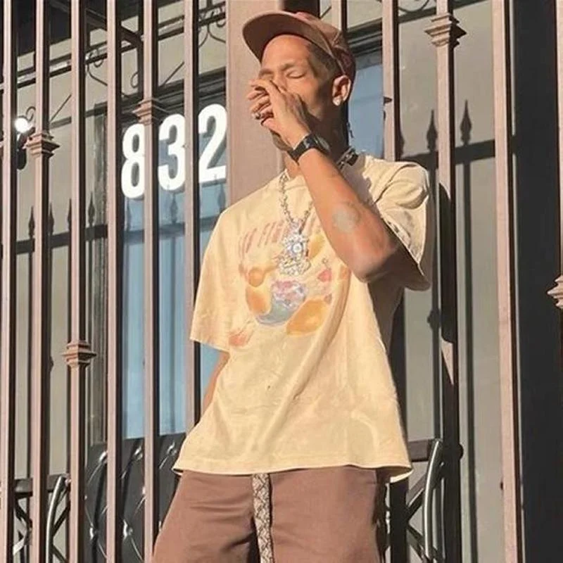 

22SS 3D Bowling Print TRAVIS SCOTT T Shirt Men Women EU Size 100% Cotton Cactus Jack Top Tees Streetwear Summer Military