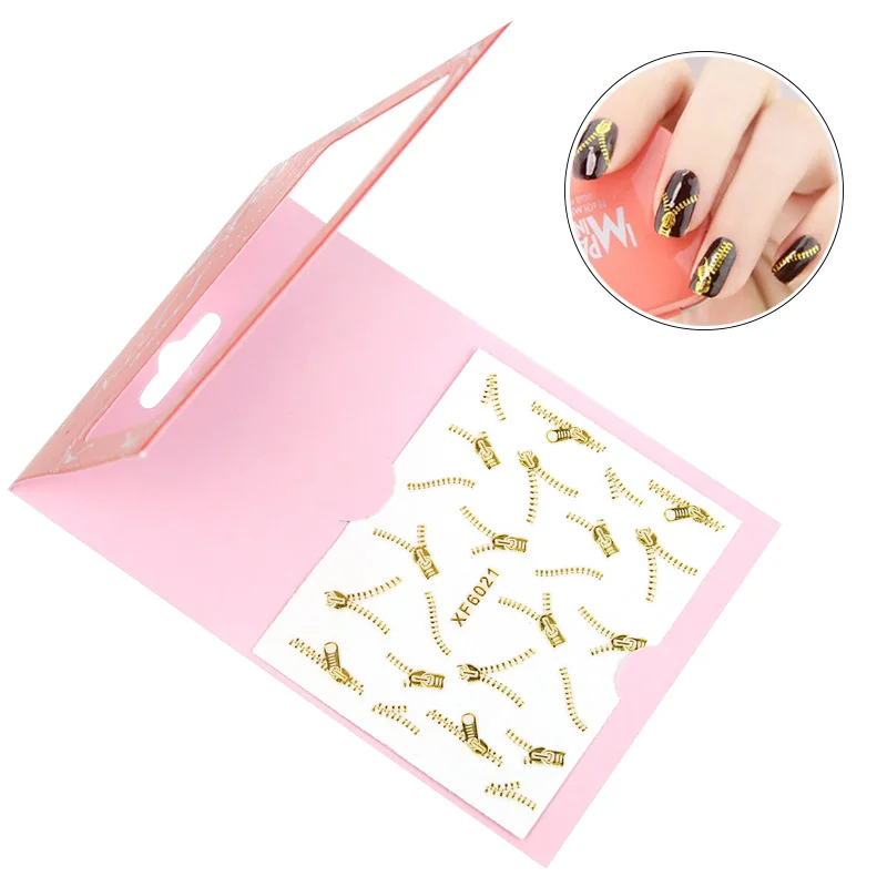 1 лист 3D наклеек для дизайна ногтей золотая молния водные переводные наклейки