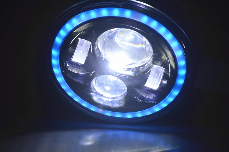 

7 Inch LED Headlight H4 Hi-Lo With Halo Angel Eyes For Lada 4x4 urban Niva Jeep JK Land rover defender Hummer