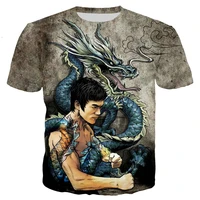 2021 summer new style bruce lee new fashion cool 3d printing mens casual style street hero national top