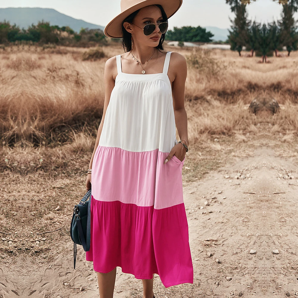 

Striped Summer Dresses for Women 2021 Cute Strapless Pocket Loose Dress Shoulder Straps Adjust Maternity Dress Vestido De Mujer