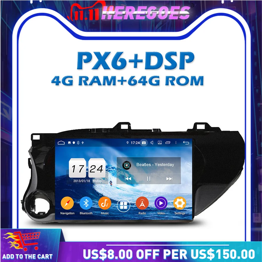 PX6 автомобильный DVD плеер DSP IPS 10 1 &quotAndroid 0 6 Wi-Fi RDS Авто Радио GPS карта Bluetooth 5 для Toyota