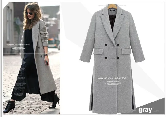 Повседневные длинные зимние модные шерстяные пальто с широкой талией из