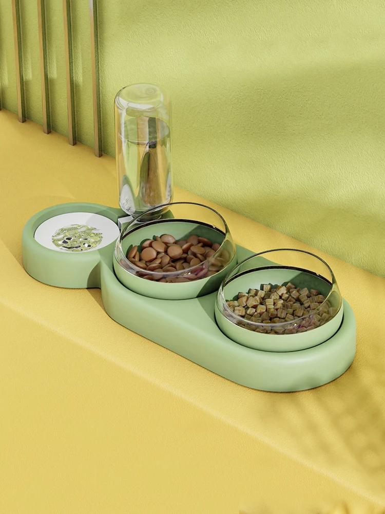

Small Pet Cat Bowl Feeder Dog Cat Food Bowl With Water Fountain Double Bowl Drinking Raised Stand Dish Bowls For Cats