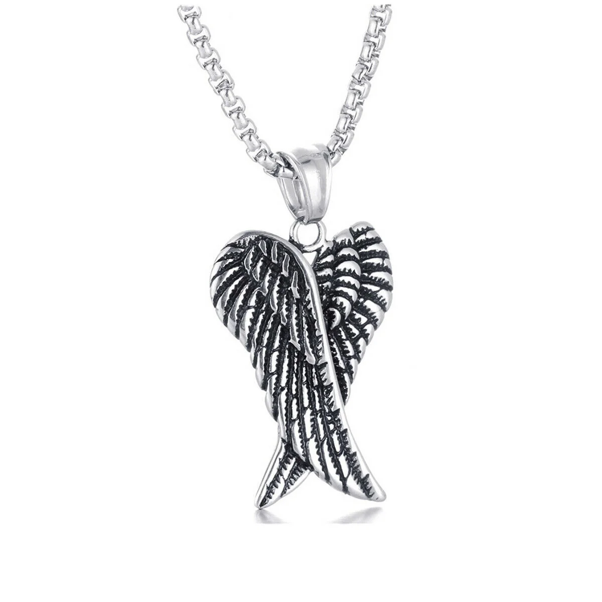 

Guardian Angel Wings Charm Pendant Necklace Stainless Steel Chain Set