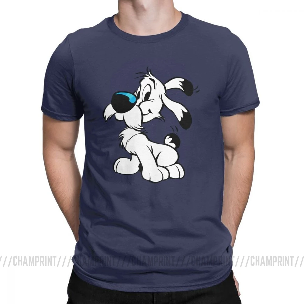 Мужские футболки Asterix And Obelix Новинка хлопковые футболки с коротким рукавом Dogmatix Idefix Ideafix Obelix футболка для собак топы размера плюс - Цвет: Тёмно-синий
