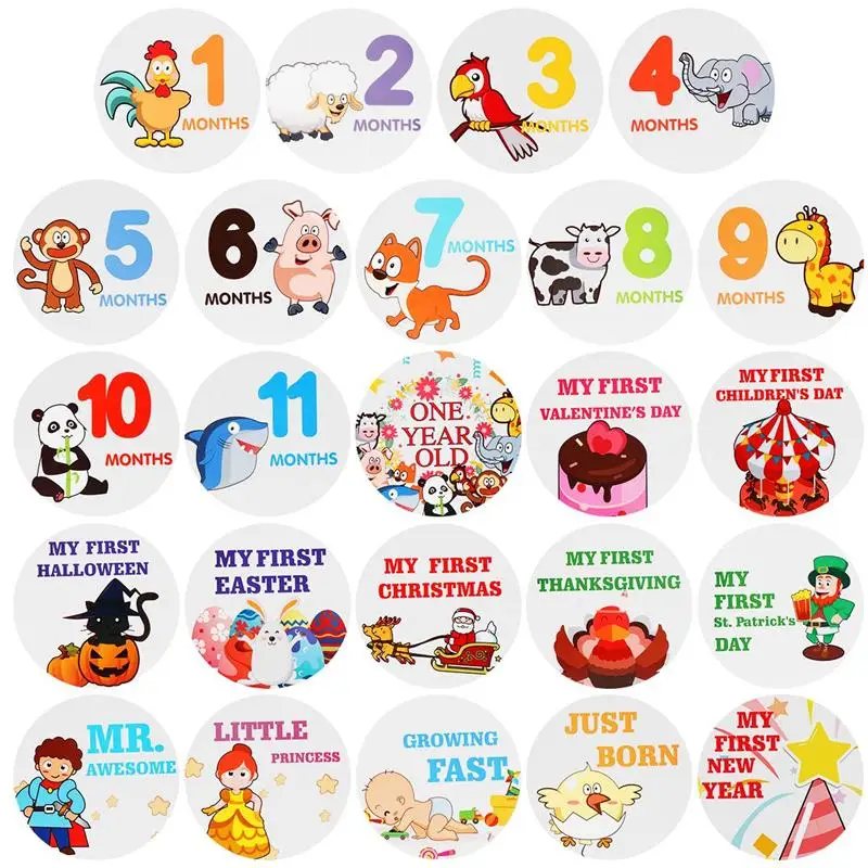  Toyvian 24PCS Month Sticker Baby Photography Milestone Memorial Monthly Newborn Kids Commemorative Card Number Photo Props