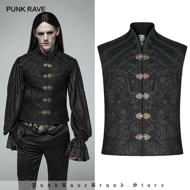 Мужской жилет с воротником стойкой в стиле панк|Костюмные жилеты| |