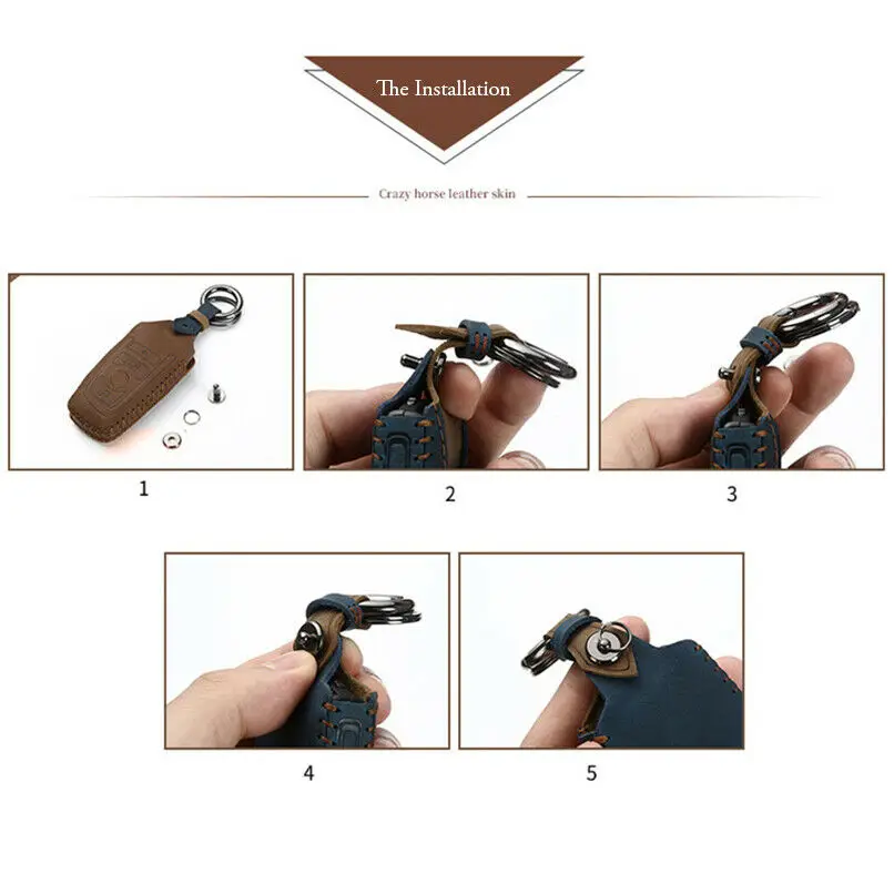 

1Pcs Genuine Leather Flip Car Key Case Cover Holder Protector Accessories For Honda