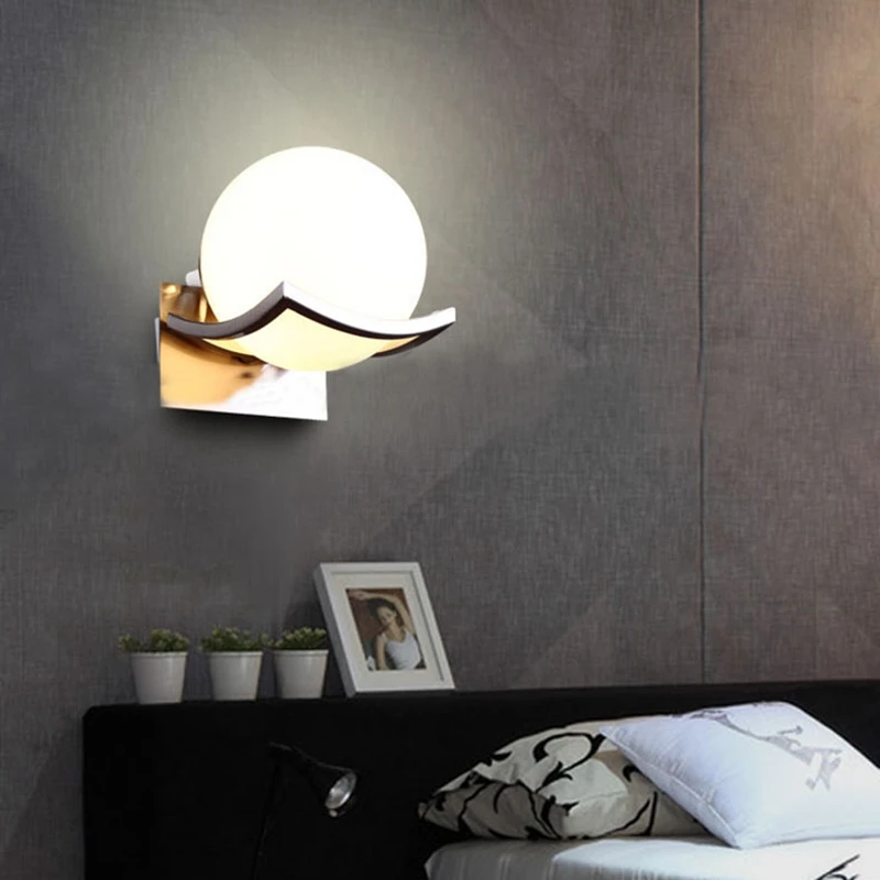 

New Unique Creative Metal Glass Ball Wall Lamp Led Wall Lights for Passage Corridor Bedroom Bedside Lamp