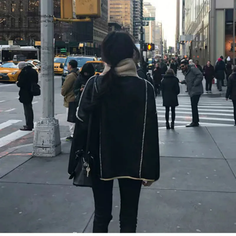 2019 зимняя куртка Женское пальто ягненка с отворотом меховое замшевое