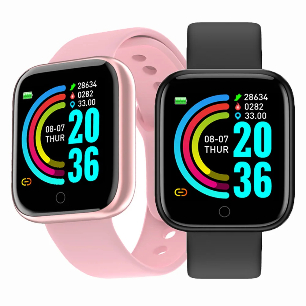 

Смарт-часы Y68 для мужчин и женщин, 2 шт., фитнес-трекер, измерение кровяного давления, спортивные Смарт-часы, умные часы с Bluetooth для Android и IOS