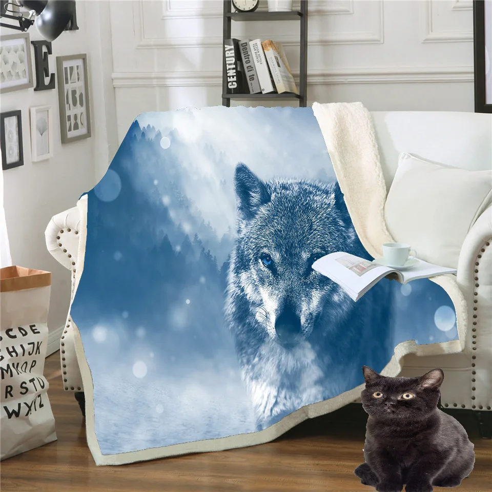 Лучшее зимнее шерповое одеяло WENSD 015 с принтом s домашнее плюшевое покрывало 150x200